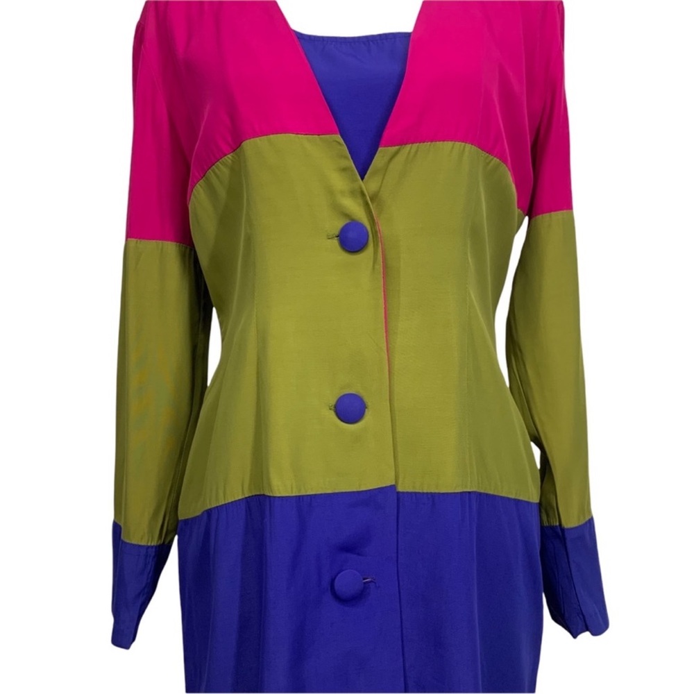 DAWN JOY FASHIONS / Vintage 2 Piece Suit Dress Color Block / Size 5-6 / Retro - Picture 8 of 14